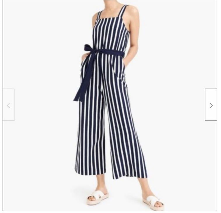 Details about NWT J Crew V-Neck Jumpsuit in Striped Cotton Poplin Sz 18 Blue White Stripe $118 Details about NWT J Crew V-Neck Jumpsuit in Striped Cotton Poplin Sz 18 Blue White Stripe $118